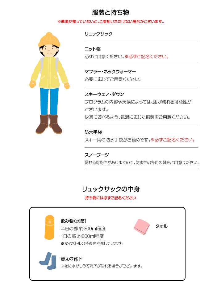 服装と持ち物