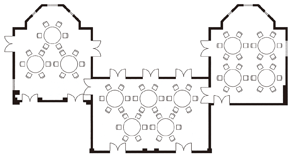 ■桐・麝香・葵／ディナースタイル（72名）